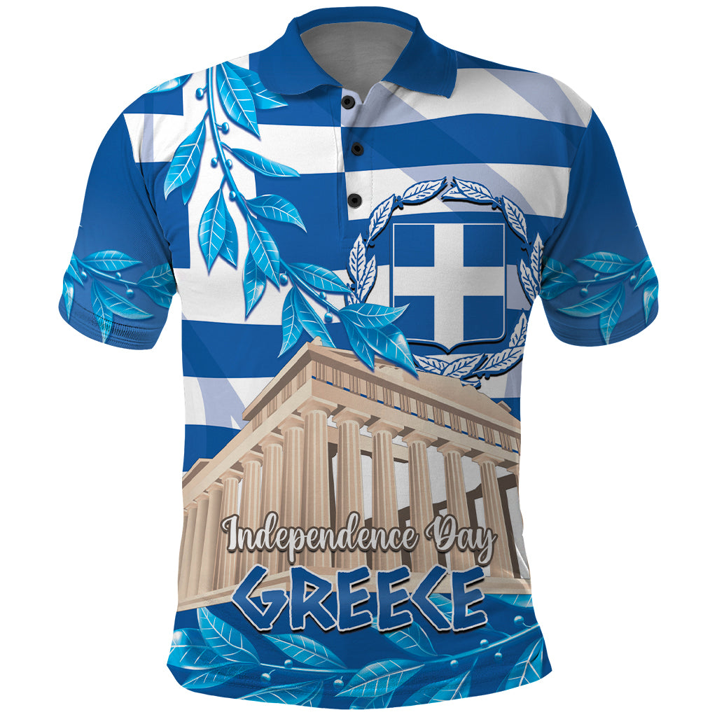 Personalised Greece Independence Day Polo Shirt Acropolis Mix Laurel Branch - Wonder Print Shop