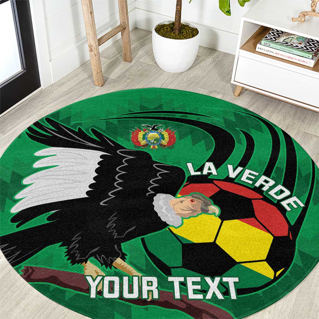 Custom Bolivia Football Round Carpet Andean Condor Vamo La Verde