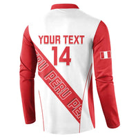 Back view: red and white button-up football sweatshirt with 'YOUR TEXT' and number 14