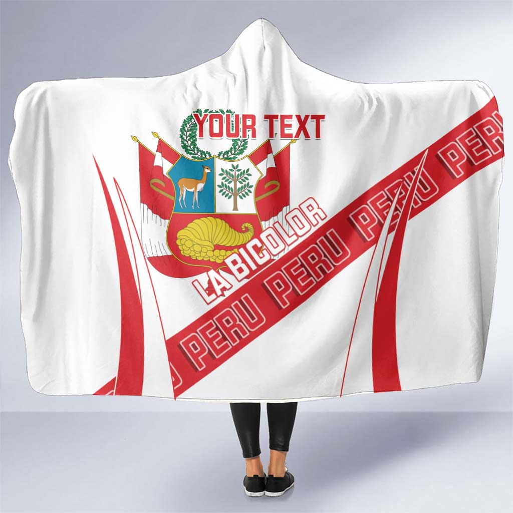 Custom Peru Football Hooded Blanket La Bicolor Coat Of Arms Style