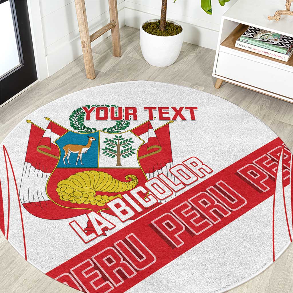 Custom Peru Football Round Carpet La Bicolor Coat Of Arms Style