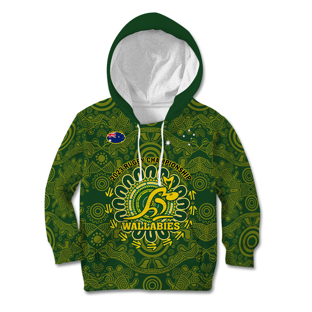 Australia Rugby Kid Hoodie Wallabies 2023 Go Champions Indigenous Art - Wonder Print Shop