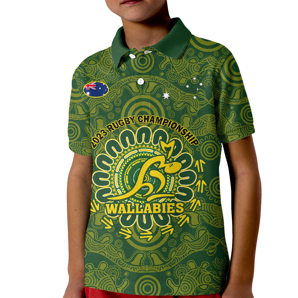 Australia Rugby Kid Polo Shirt Wallabies 2023 Go Champions Indigenous Art - Wonder Print Shop