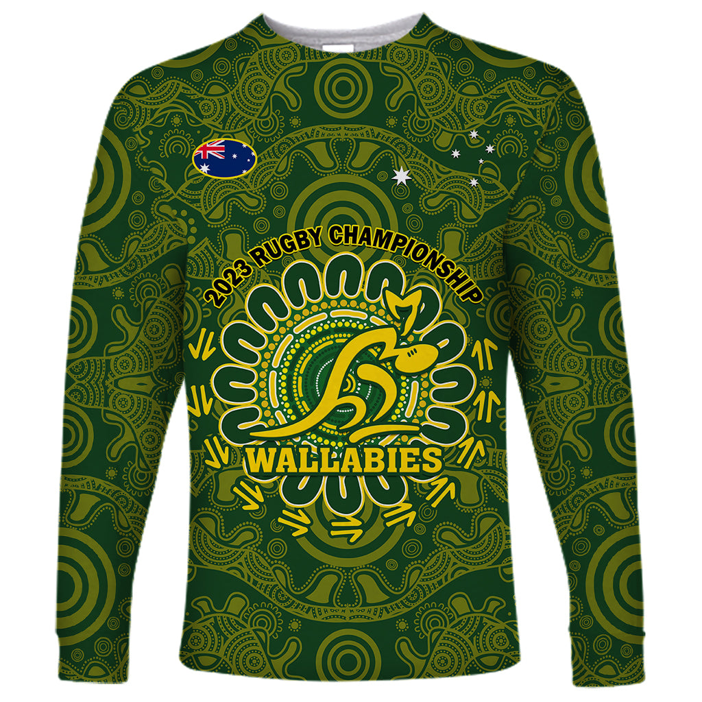 Australia Rugby Long Sleeve Shirt Wallabies 2023 Go Champions Indigenous Art - Wonder Print Shop