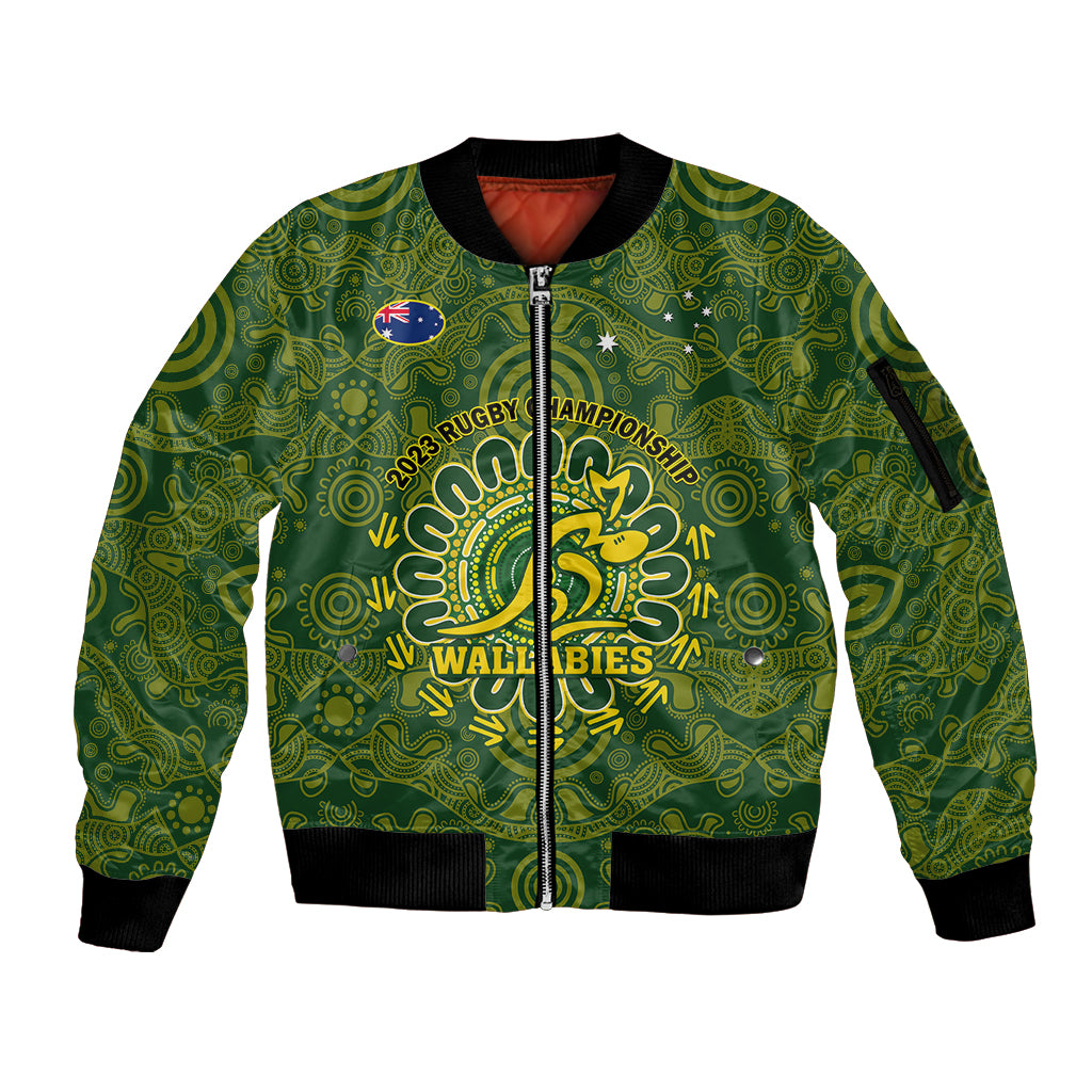 Australia Rugby Sleeve Zip Bomber Jacket Wallabies 2023 Go Champions Indigenous Art - Wonder Print Shop