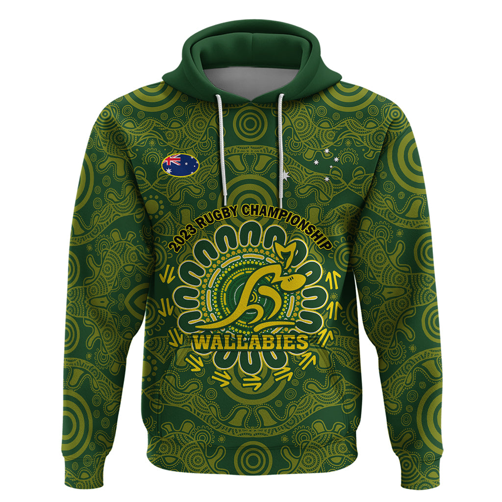 Personalised Australia Rugby Hoodie Wallabies 2023 Go Champions Indigenous Art - Wonder Print Shop