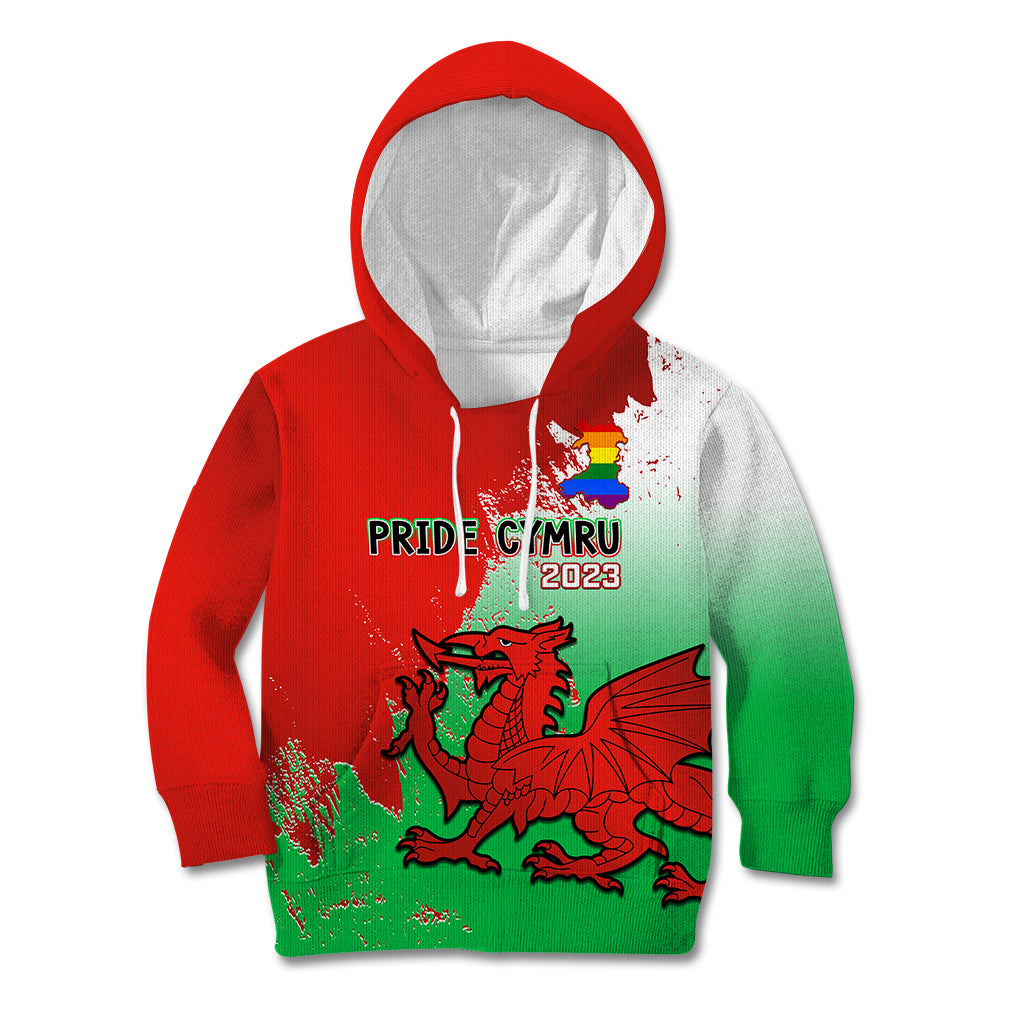 Pride Cymru Kid Hoodie 2023 Wales LGBT With Welsh Red Dragon - Wonder Print Shop