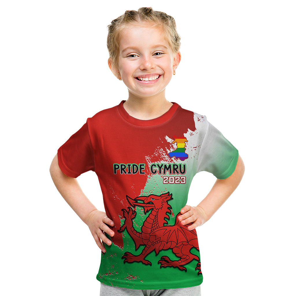 Pride Cymru Kid T Shirt 2023 Wales LGBT With Welsh Red Dragon - Wonder Print Shop