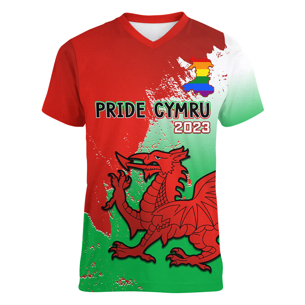 pride-cymru-women-v-neck-t-shirt-2023-wales-lgbt-with-welsh-red-dragon