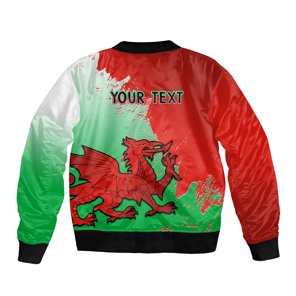 Unisex red green white bomber jacket with dragon graphic and 'YOUR TEXT' back