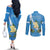 Guatemala Independence Day Couples Matching Off The Shoulder Long Sleeve Dress and Long Sleeve Button Shirt Coat Of Arms With Resplendent Quetzal Grunge Style