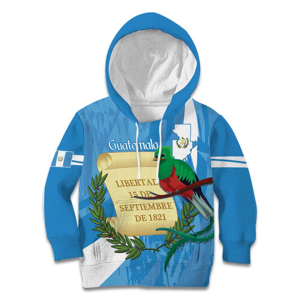 Guatemala Independence Day Kid Hoodie Coat Of Arms With Resplendent Quetzal Grunge Style - Wonder Print Shop