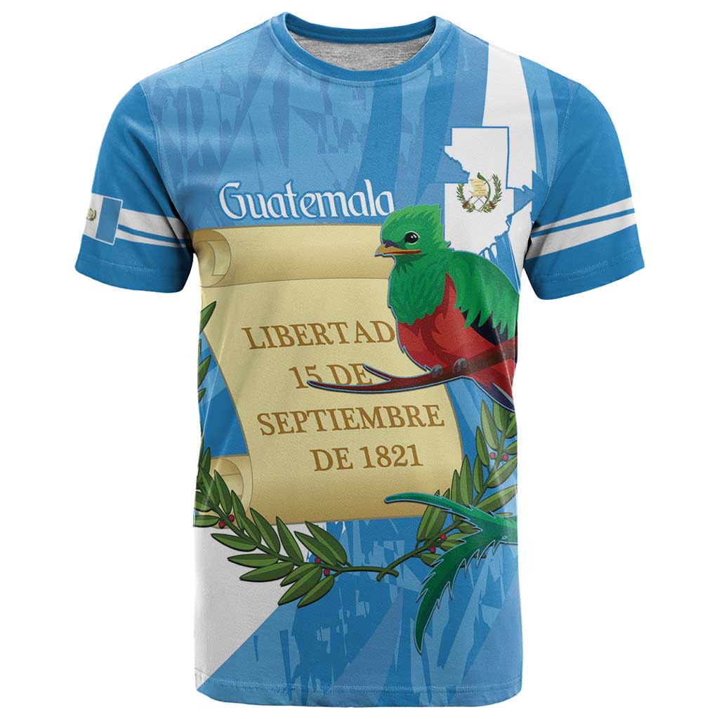 Guatemala Independence Day T Shirt Coat Of Arms With Resplendent Quetzal Grunge Style - Wonder Print Shop