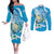 Guatemala Independence Day Couples Matching Off The Shoulder Long Sleeve Dress and Long Sleeve Button Shirt Since 1821 Coat Of Arms With Tikal