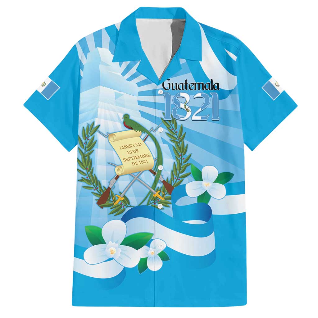 Guatemala Independence Day Hawaiian Shirt Since 1821 Coat Of Arms With Tikal - Wonder Print Shop