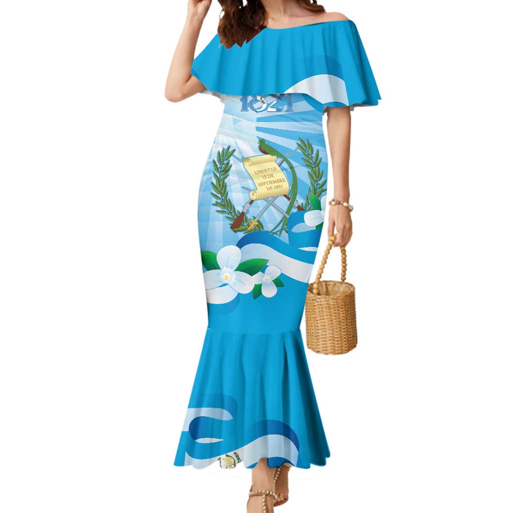 Guatemala Independence Day Mermaid Dress Since 1821 Coat Of Arms With Tikal - Wonder Print Shop