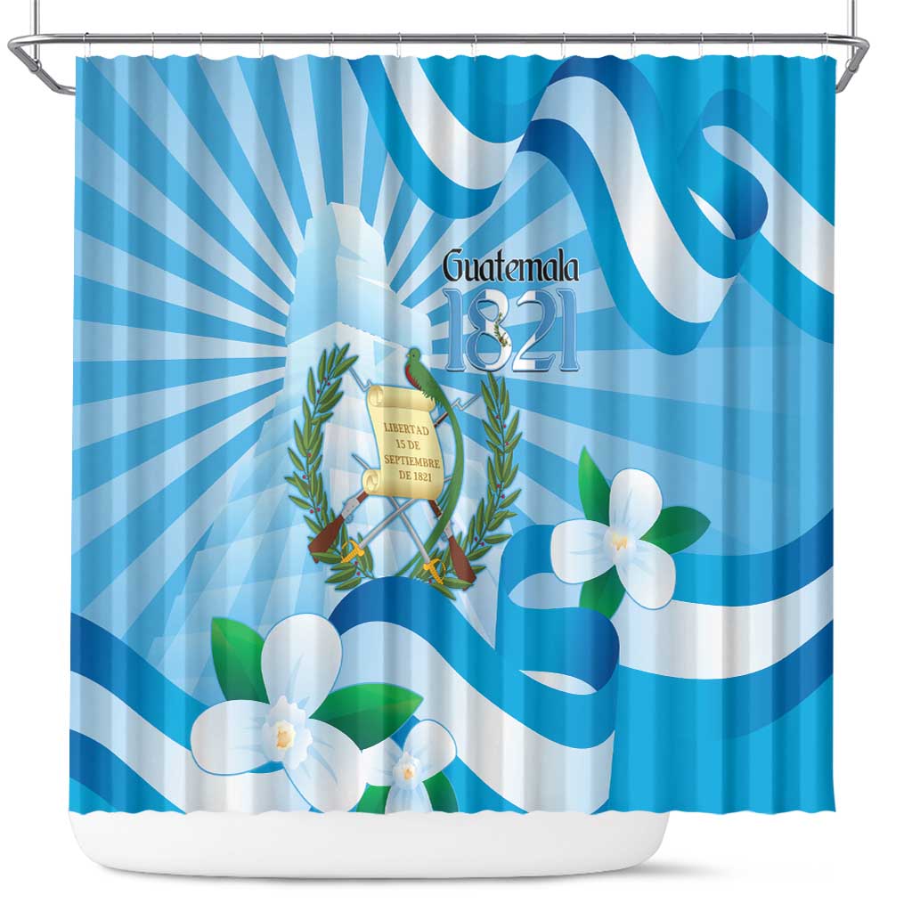 Guatemala Independence Day Shower Curtain Since 1821 Coat Of Arms With Tikal