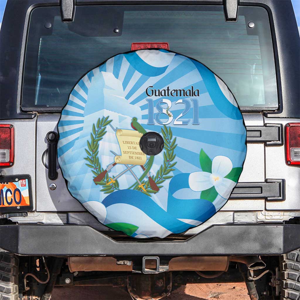 Guatemala Independence Day Spare Tire Cover Since 1821 Coat Of Arms With Tikal - Wonder Print Shop