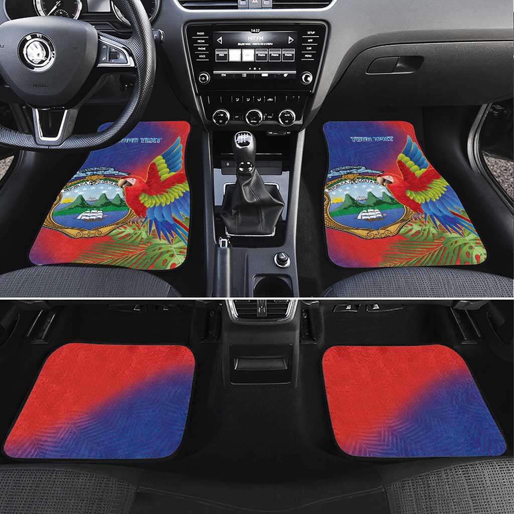 Personalized Costa Rica Independence Day Car Mats Scarlet Macaw Parrot With Coat Of Arms - Wonder Print Shop