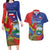 Personalized Costa Rica Independence Day Couples Matching Long Sleeve Bodycon Dress and Hawaiian Shirt Scarlet Macaw Parrot With Coat Of Arms - Wonder Print Shop