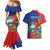 Personalized Costa Rica Independence Day Couples Matching Mermaid Dress and Hawaiian Shirt Scarlet Macaw Parrot With Coat Of Arms - Wonder Print Shop