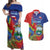 Personalized Costa Rica Independence Day Couples Matching Off Shoulder Maxi Dress and Hawaiian Shirt Scarlet Macaw Parrot With Coat Of Arms - Wonder Print Shop