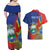 Personalized Costa Rica Independence Day Couples Matching Off Shoulder Maxi Dress and Hawaiian Shirt Scarlet Macaw Parrot With Coat Of Arms - Wonder Print Shop