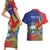 Personalized Costa Rica Independence Day Couples Matching Short Sleeve Bodycon Dress and Hawaiian Shirt Scarlet Macaw Parrot With Coat Of Arms - Wonder Print Shop