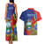 Personalized Costa Rica Independence Day Couples Matching Tank Maxi Dress and Hawaiian Shirt Scarlet Macaw Parrot With Coat Of Arms - Wonder Print Shop