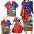 Personalized Costa Rica Independence Day Family Matching Long Sleeve Bodycon Dress and Hawaiian Shirt Scarlet Macaw Parrot With Coat Of Arms - Wonder Print Shop