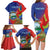 Personalized Costa Rica Independence Day Family Matching Long Sleeve Bodycon Dress and Hawaiian Shirt Scarlet Macaw Parrot With Coat Of Arms - Wonder Print Shop