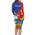 Personalized Costa Rica Independence Day Family Matching Long Sleeve Bodycon Dress and Hawaiian Shirt Scarlet Macaw Parrot With Coat Of Arms - Wonder Print Shop