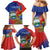 Personalized Costa Rica Independence Day Family Matching Mermaid Dress and Hawaiian Shirt Scarlet Macaw Parrot With Coat Of Arms - Wonder Print Shop