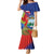 Personalized Costa Rica Independence Day Family Matching Mermaid Dress and Hawaiian Shirt Scarlet Macaw Parrot With Coat Of Arms - Wonder Print Shop