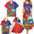 Personalized Costa Rica Independence Day Family Matching Summer Maxi Dress and Hawaiian Shirt Scarlet Macaw Parrot With Coat Of Arms - Wonder Print Shop