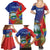 Personalized Costa Rica Independence Day Family Matching Summer Maxi Dress and Hawaiian Shirt Scarlet Macaw Parrot With Coat Of Arms - Wonder Print Shop