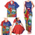 Personalized Costa Rica Independence Day Family Matching Tank Maxi Dress and Hawaiian Shirt Scarlet Macaw Parrot With Coat Of Arms - Wonder Print Shop