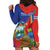 Personalized Costa Rica Independence Day Hoodie Dress Scarlet Macaw Parrot With Coat Of Arms - Wonder Print Shop