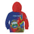 Personalized Costa Rica Independence Day Kid Hoodie Scarlet Macaw Parrot With Coat Of Arms - Wonder Print Shop