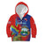 Personalized Costa Rica Independence Day Kid Hoodie Scarlet Macaw Parrot With Coat Of Arms - Wonder Print Shop