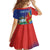 Personalized Costa Rica Independence Day Kid Short Sleeve Dress Scarlet Macaw Parrot With Coat Of Arms - Wonder Print Shop