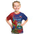 Personalized Costa Rica Independence Day Kid T Shirt Scarlet Macaw Parrot With Coat Of Arms - Wonder Print Shop