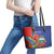 Personalized Costa Rica Independence Day Leather Tote Bag Scarlet Macaw Parrot With Coat Of Arms - Wonder Print Shop