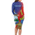 Personalized Costa Rica Independence Day Long Sleeve Bodycon Dress Scarlet Macaw Parrot With Coat Of Arms - Wonder Print Shop