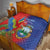 Personalized Costa Rica Independence Day Quilt Scarlet Macaw Parrot With Coat Of Arms