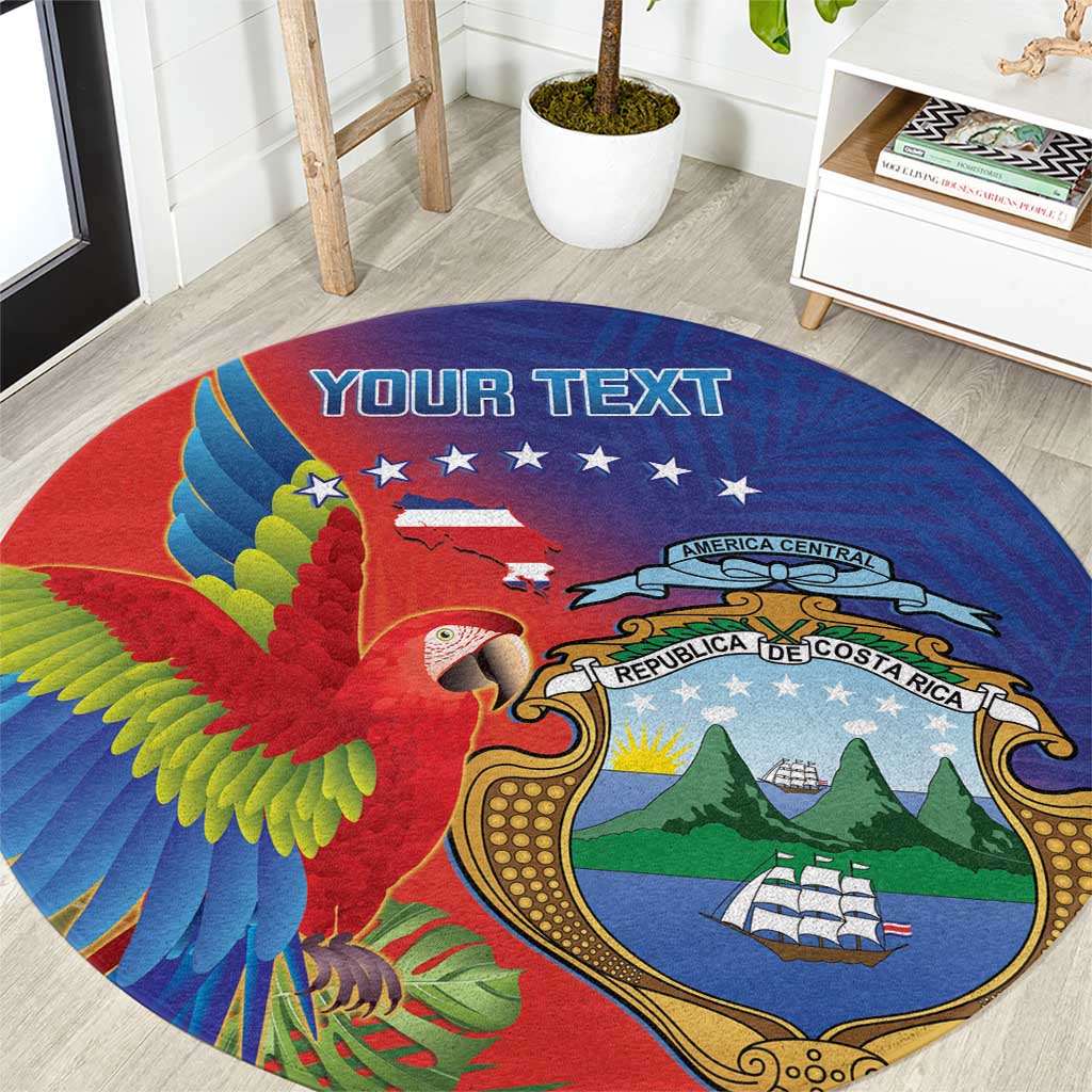 Personalized Costa Rica Independence Day Round Carpet Scarlet Macaw Parrot With Coat Of Arms