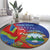 Personalized Costa Rica Independence Day Round Carpet Scarlet Macaw Parrot With Coat Of Arms