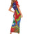 Personalized Costa Rica Independence Day Short Sleeve Bodycon Dress Scarlet Macaw Parrot With Coat Of Arms - Wonder Print Shop