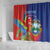 Personalized Costa Rica Independence Day Shower Curtain Scarlet Macaw Parrot With Coat Of Arms