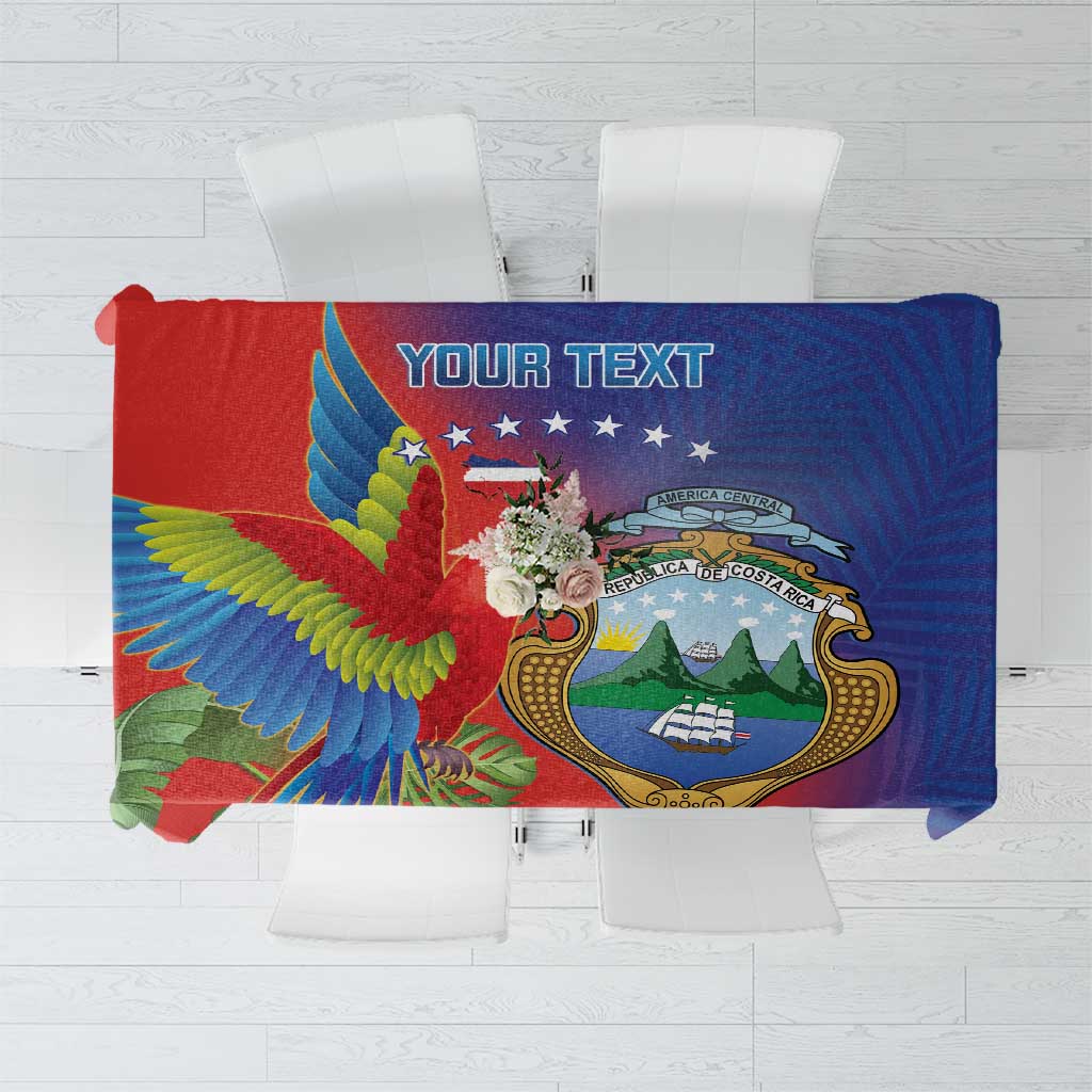 Personalized Costa Rica Independence Day Tablecloth Scarlet Macaw Parrot With Coat Of Arms - Wonder Print Shop